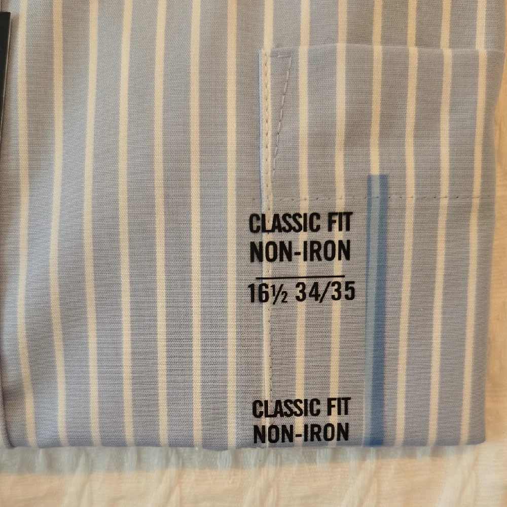 Chaps Light Blue and White Striped Dress Shirt - Picture 5 of 5